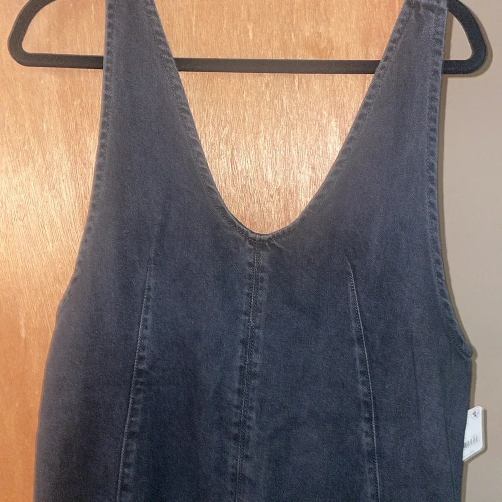 Free People Black Washed Denim Overalls Jumpsuit